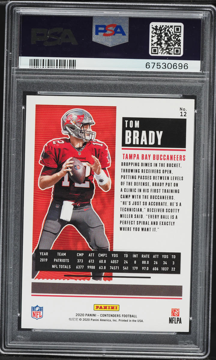 2020 Panini Contenders Red Zone Tom Brady #12 PSA 10 GEM MINT