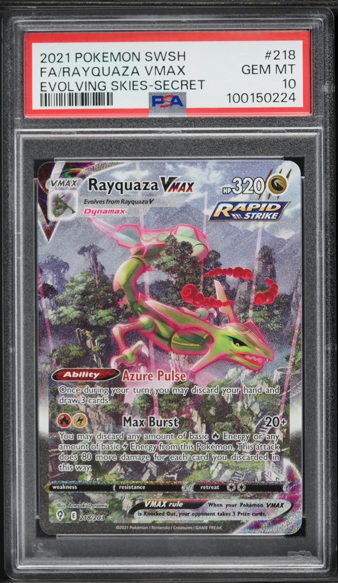 2021 Pokemon Sword & Shield Evolving Skies Alt Art Rayquaza VMAX #218 PSA 10 GEM MINT on Fanatics Collect 2021 Pokemon Sword & Shield Evolving Skies Alt Art Rayquaza VMAX #218 PSA 10 GEM MINT on Fanatics Collect