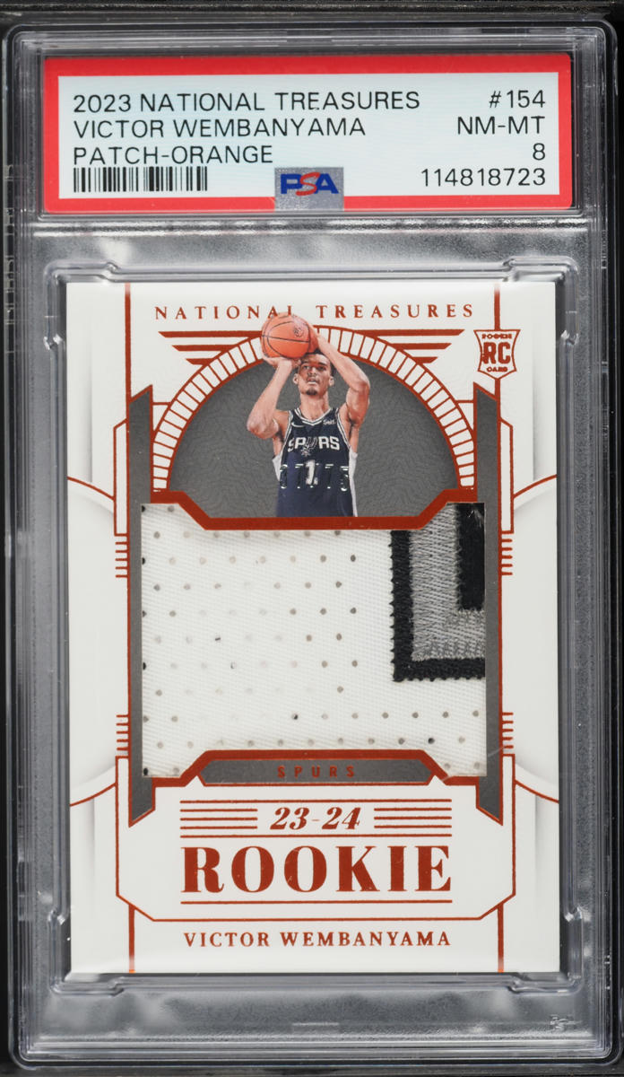 2023 National Treasures Orange Victor Wembanyama ROOKIE PATCH /75 #154 PSA 8 NM-MT