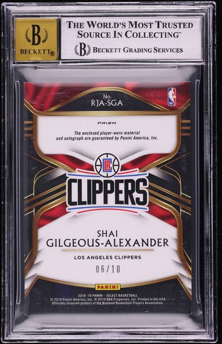 2018 Select Gold Prizm Shai Gilgeous-Alexander ROOKIE PATCH AUTO /10 #RJA-SGA BGS 9 MINT