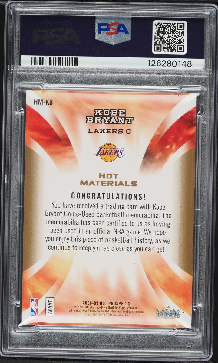 2008 Fleer Hot Prospects Kobe Bryant PATCH #HM-KB PSA 10 GEM MINT
