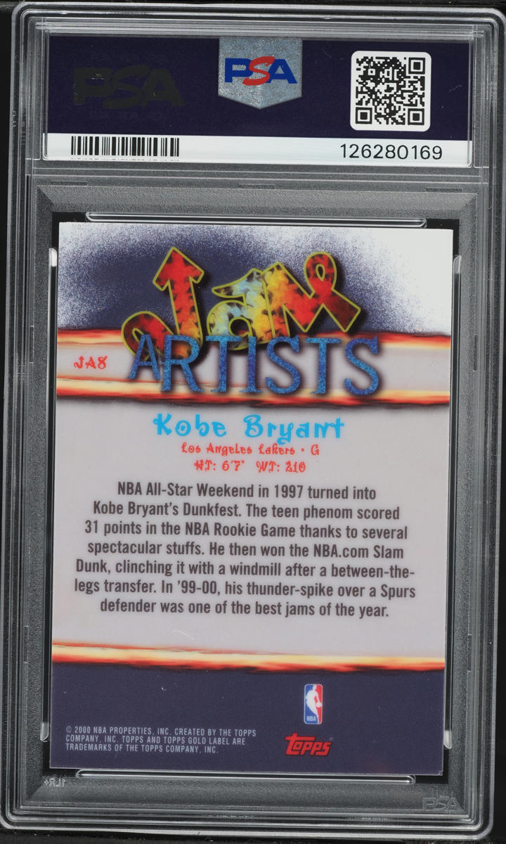 2000 Topps Gold Label Jam Artists Kobe Bryant #JA8 PSA 9 MINT on