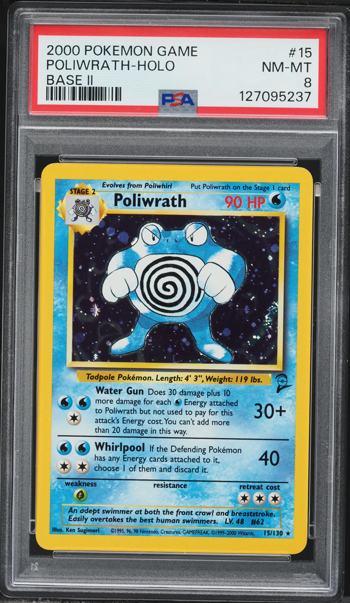 2000 Pokemon Base Set 2 Holo Poliwrath #15 PSA 8 NM-MT