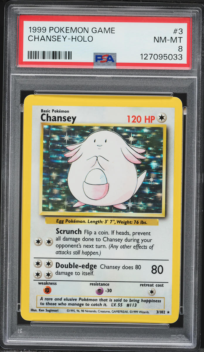1999 Pokemon Base Set Holo Chansey #3 PSA 8 NM-MT