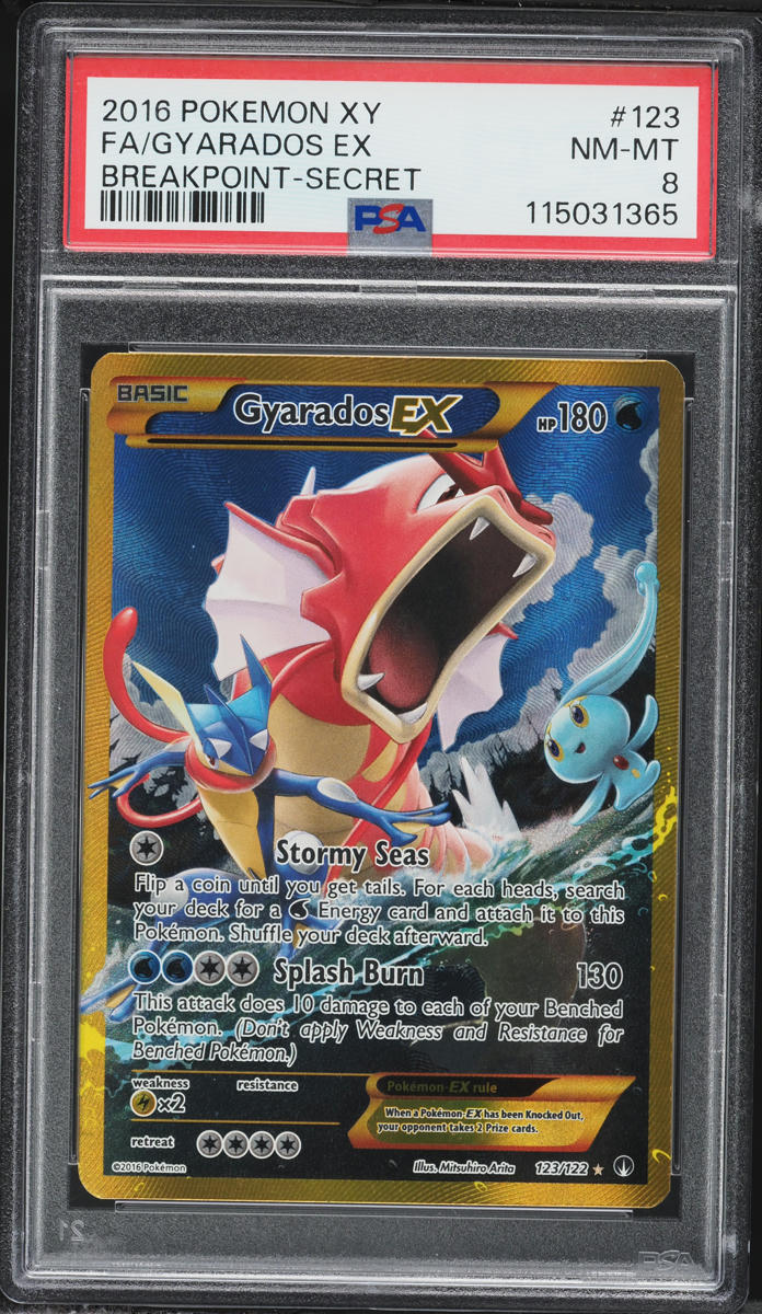 2016 Pokemon XY Breakpoint Secret Rare Gyarados EX #123 PSA 8 NM-MT