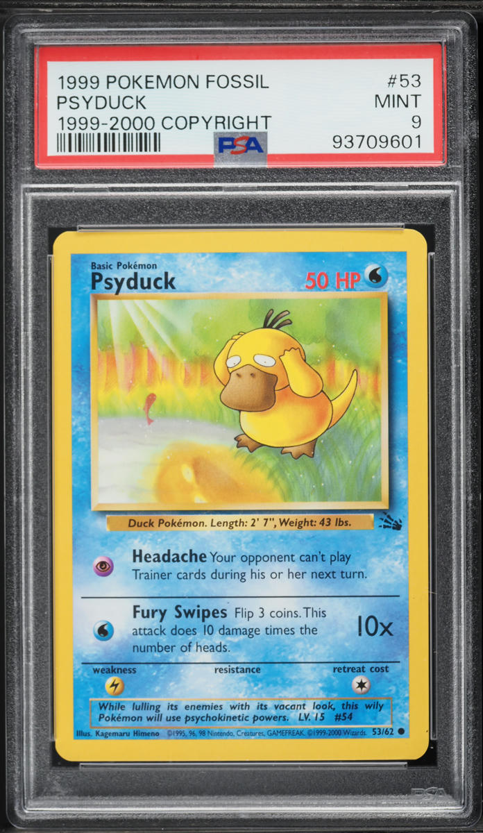 1999 Pokemon Fossil 99' Copyright Psyduck #53 PSA 9 MINT