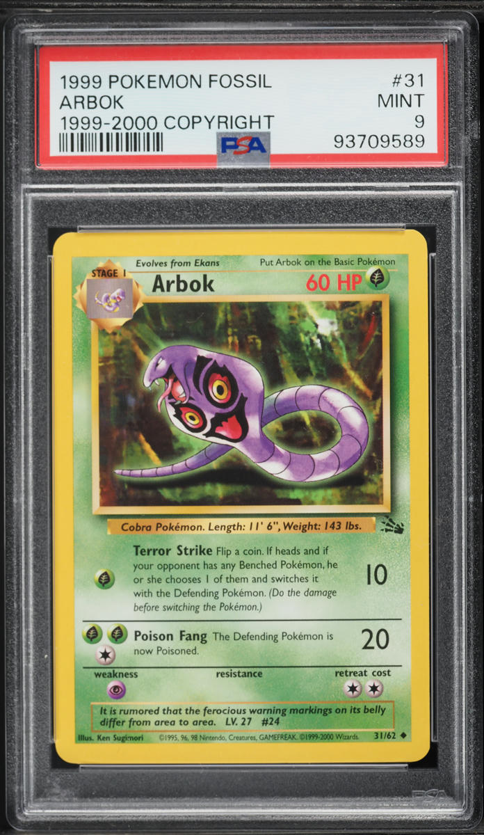 1999-2000 Pokemon Fossil Arbok #31 PSA 9 MINT