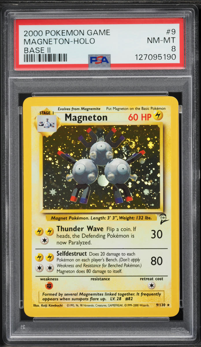 2000 Pokemon Base Set 2 Holo Magneton #9 PSA 8 NM-MT