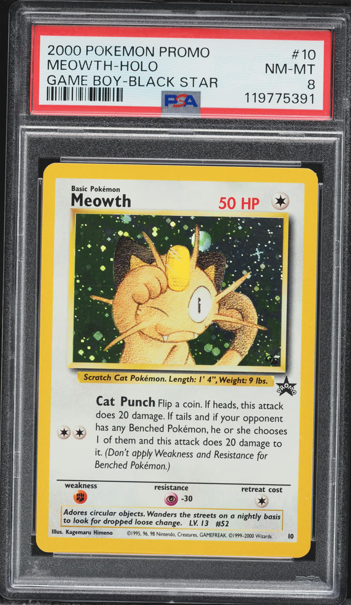 2000 Pokemon Promo Game Boy Holo Meowth #10 PSA 8 NM-MT