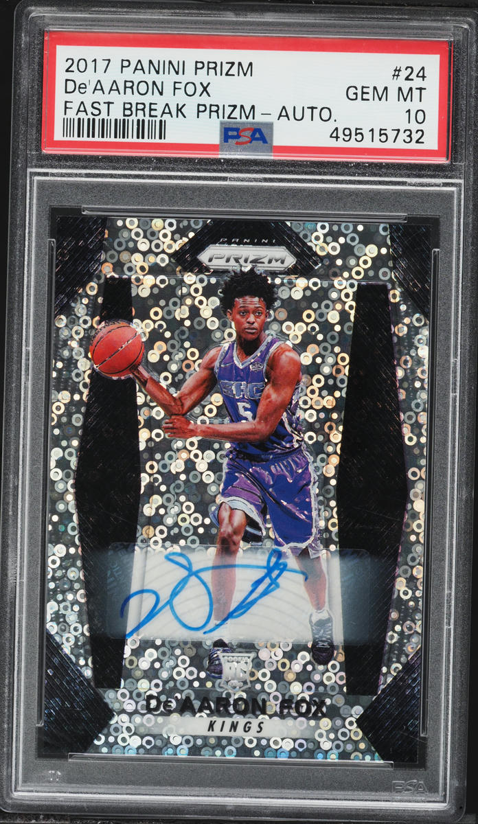 2017 Panini Prizm Fast Break De'Aaron Fox ROOKIE AUTO #24 PSA 10 GEM MINT