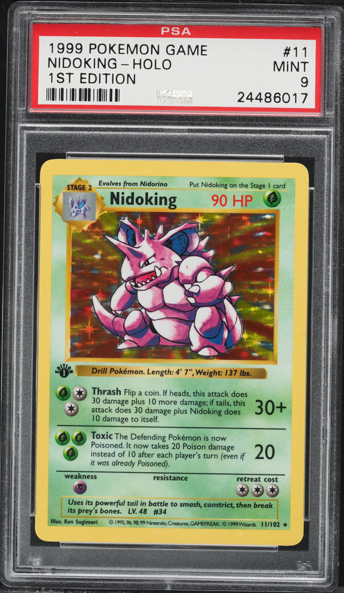 1999 Pokemon Base Set Shadowless 1st Edition Holo Nidoking #11 PSA 9 MINT
