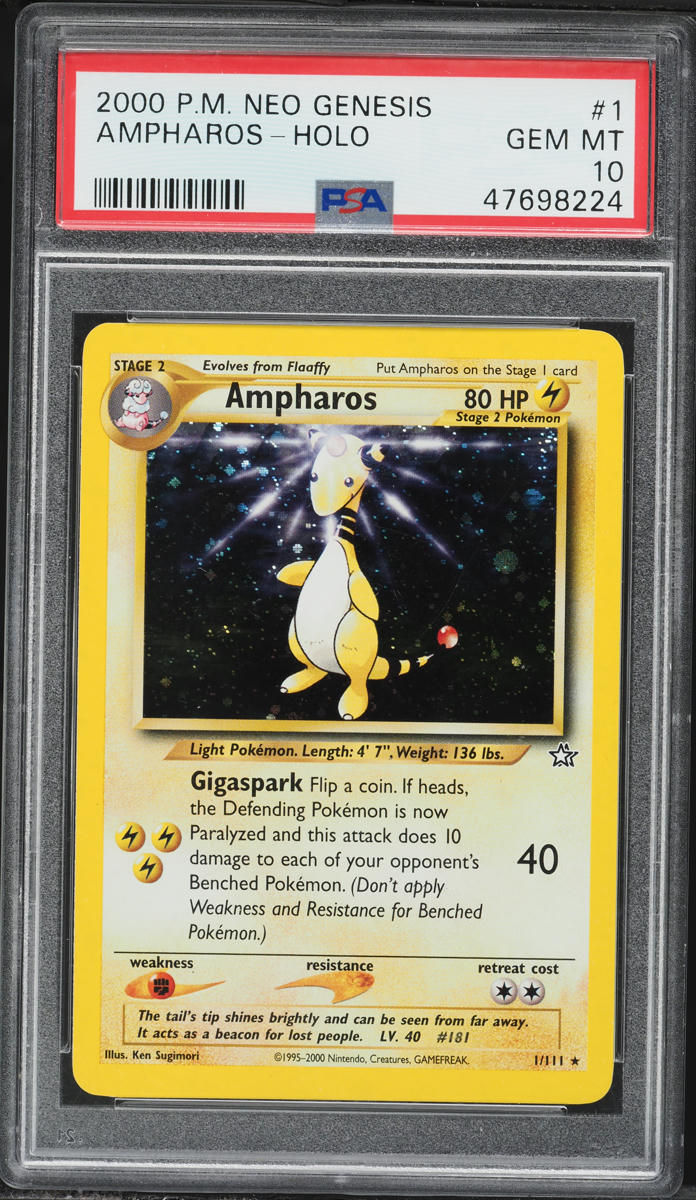 2000 Pokemon Neo Genesis Holo Ampharos #1 PSA 10 GEM MINT
