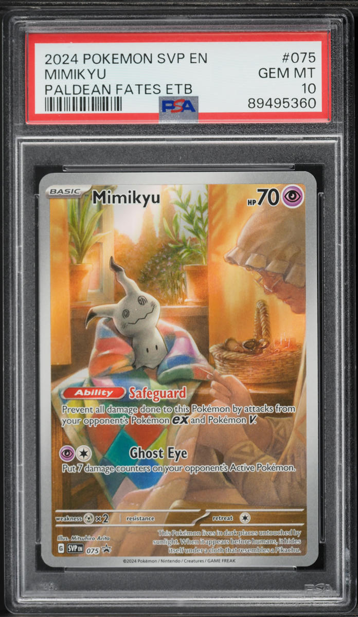 2024 Pokemon Scarlet & Violet Promo Paldean Fates ETB Full Art Mimikyu #75 PSA 10 GEM MINT