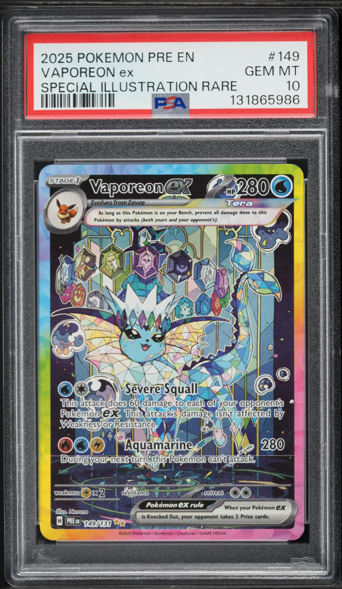 2025 Pokemon Scarlet & Violet Prismatic Evolutions SIR Vaporeon ex #149 PSA 10 GEM MINT