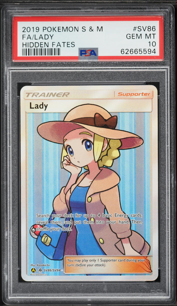 2019 Pokemon Sun & Moon Hidden Fates Full Art Lady #SV86 PSA 10 GEM MINT