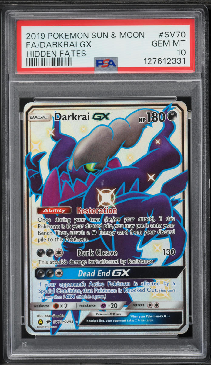 2019 Pokemon Sun & Moon Hidden Fates Shiny Darkrai GX #SV70 PSA 10 GEM MINT