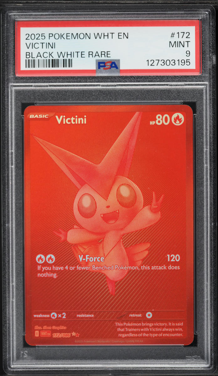 2025 Pokemon Scarlet & Violet White Flare Black White Rare Victini #172 PSA 9 MINT