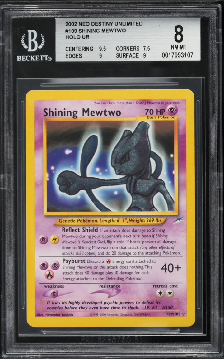 2002 Pokemon Neo Destiny Holo Shining Mewtwo #109 BGS 8 NM-MT