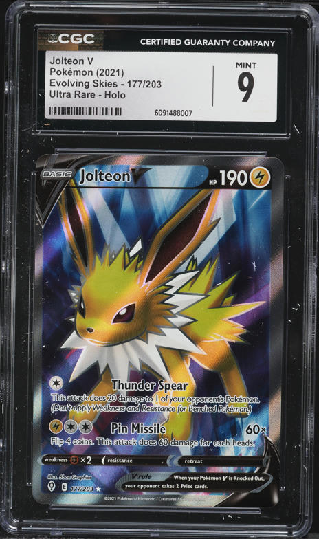 2021 Pokemon Sword & Shield Evolving Skies Full Art Jolteon V #177 CGC 9 MINT