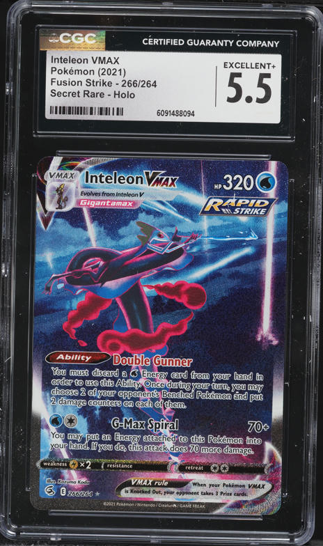 gigantamax inteleon pokemon card 2021 Pokemon Sword & Shield Fusion Strike SEC Inteleon VMAX #266 CGC 5.5  EX+ on Fanatics Collect