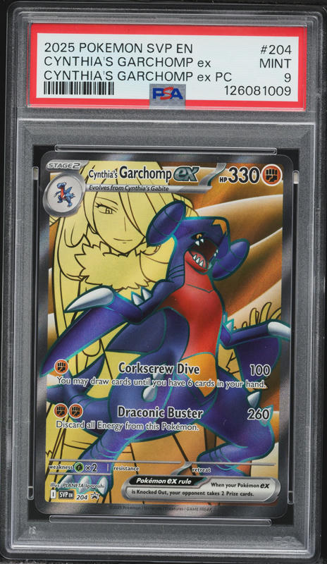 2025 Pokemon Scarlet & Violet Promo Full Art Cynthia's Garchomp ex #204 PSA 9 MINT