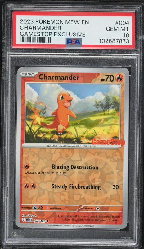 2023 Pokemon Sword & Shield Gamestop Exclusive Reverse Holo Charmander #4 PSA 10 GEM MINT