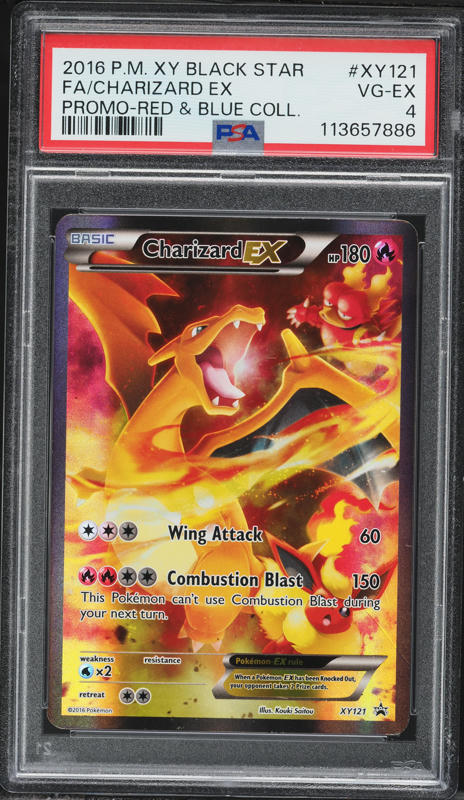 2016 Pokemon XY Promo Red & Blue Collection Full Art Charizard EX #XY121 PSA 4 VGEX
