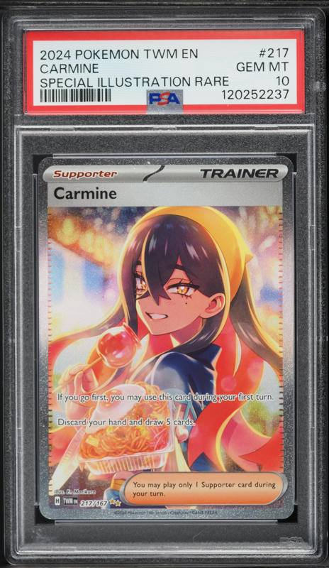 2024 Pokemon Scarlet & Violet Twilight Masquerade SIR Carmine #217 PSA 10 GEM MINT