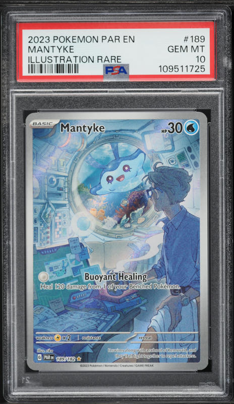 mantyke pokemon card value - 189/182 - Paradox Rift - Illustration Rare you may put Mantine from your hand onto Mantyke (this counts as evolving Mantyke) and remove all damage counters from Mantyke REVERSE HOLO Mantyke 039/182 NM