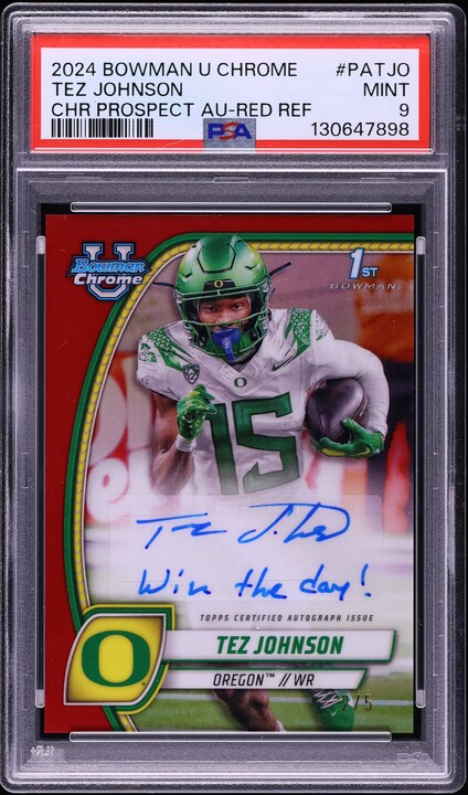 2024 Bowman Chrome University Red Refractor Tez Johnson ROOKIE