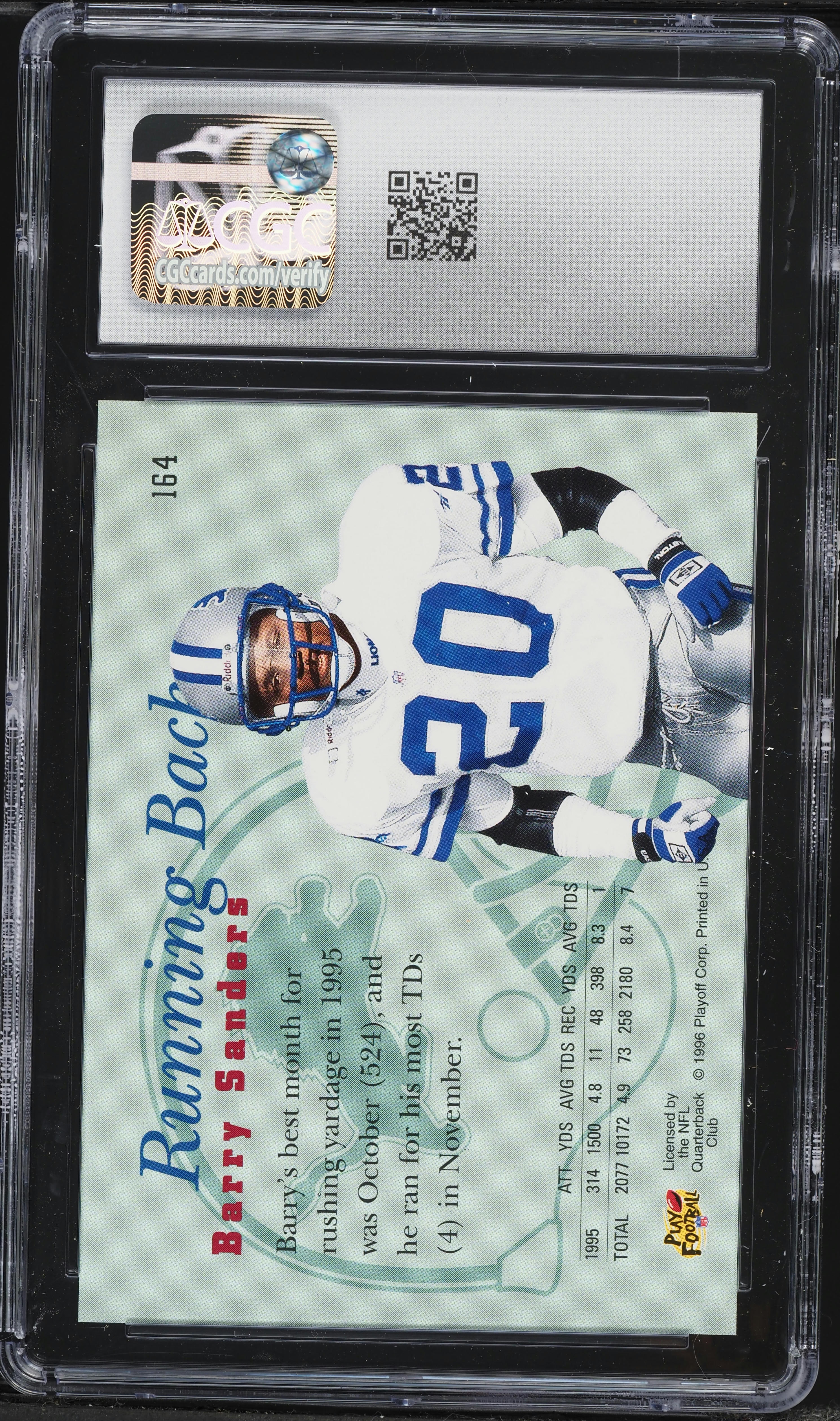 1996 Playoff Prime Barry Sanders #164 CGC 10 GEM MINT on Fanatics