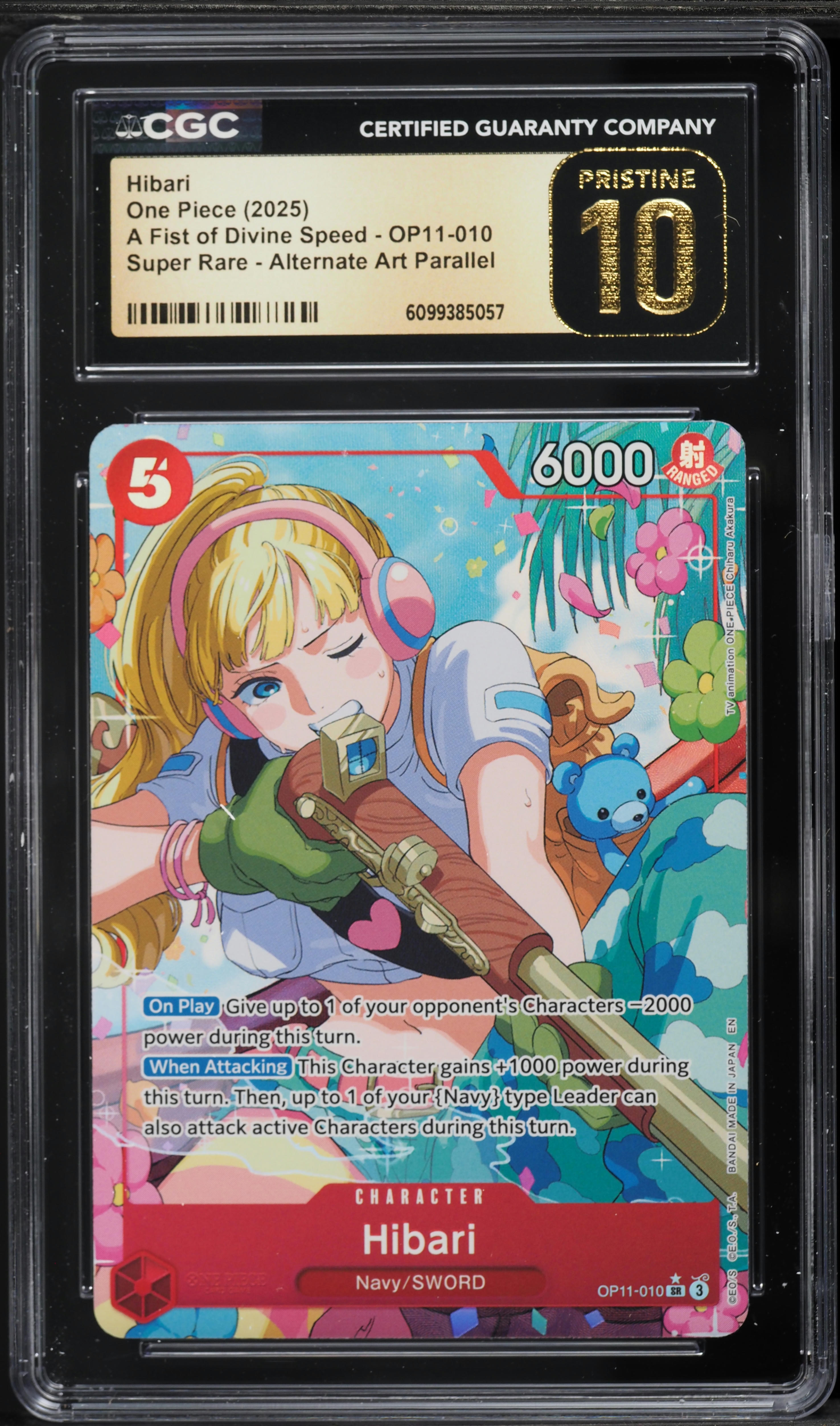 2025 One Piece A Fist Of Divine Speed Alt Art Hibari #OP11-010 CGC