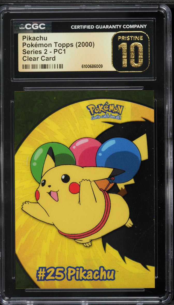 2000 Topps Pokemon Series 2 Clear Card Pikachu #PC1 CGC 10 PRISTINE