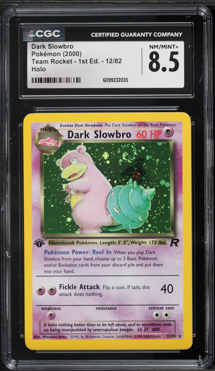 2000 Pokemon Team Rocket 1st Edition Holo Dark Slowbro #12 CGC 8.5 NM-MT+