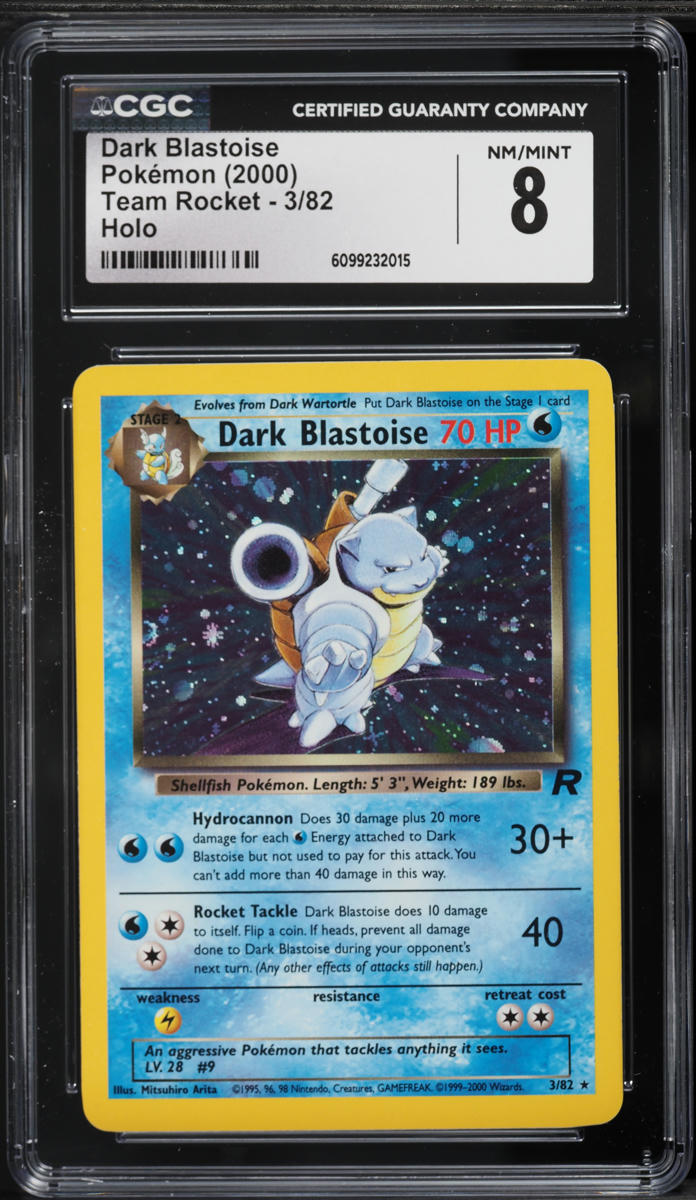 2000 Pokemon Team Rocket Holo Dark Blastoise #3 CGC 8 NM-MT