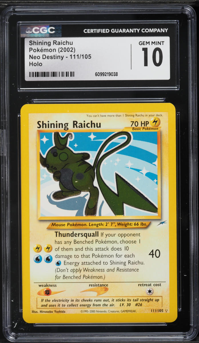 2002 Pokemon Neo Destiny Holo Shining Raichu #111 CGC 10 GEM MINT