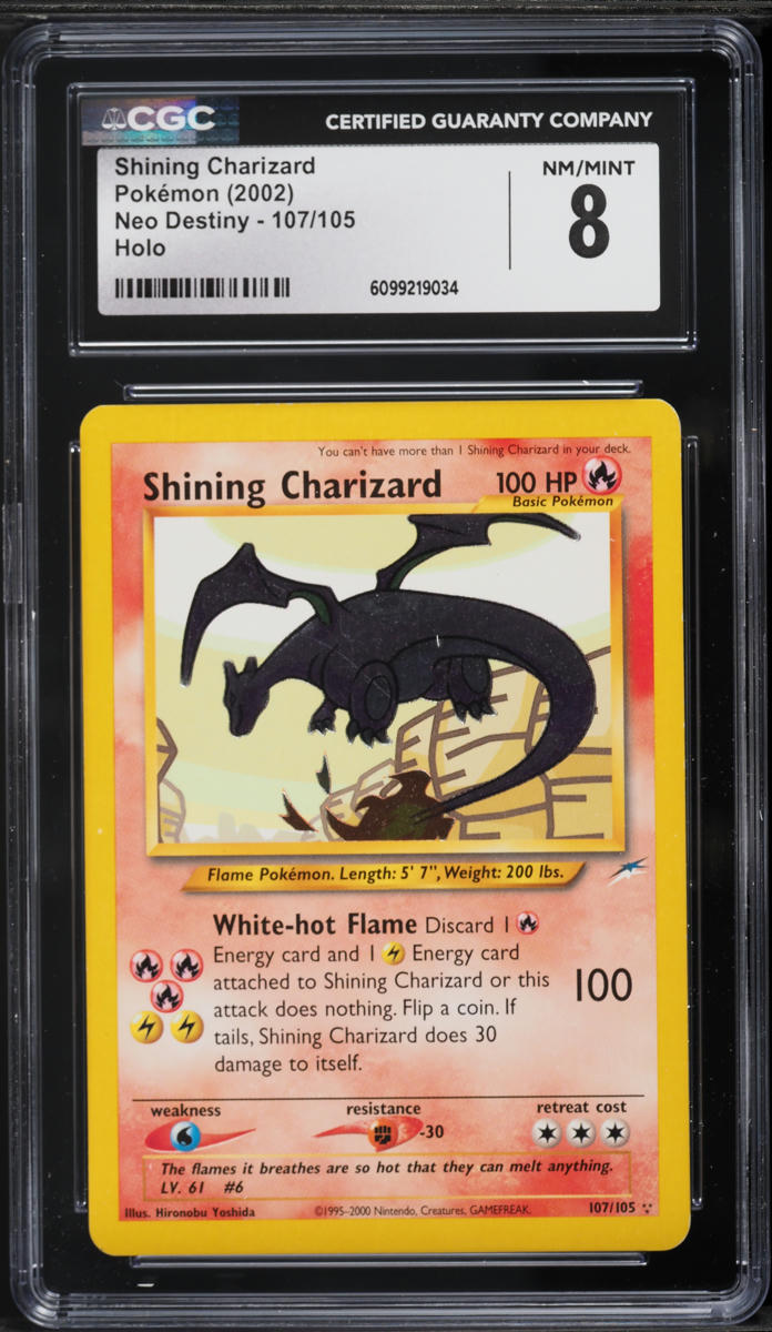 2002 Pokemon Neo Destiny Holo Shining Charizard #107 CGC 8 NM-MT