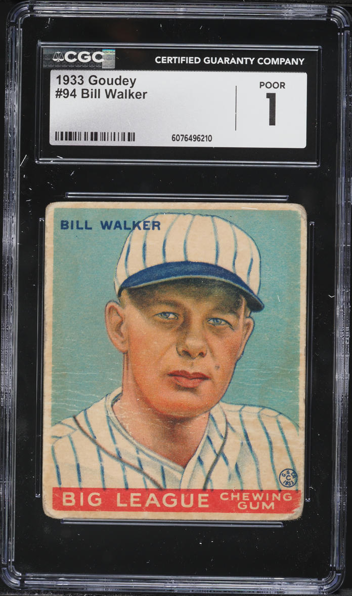 1933 Goudey Bill Walker #94 CGC 1 PR