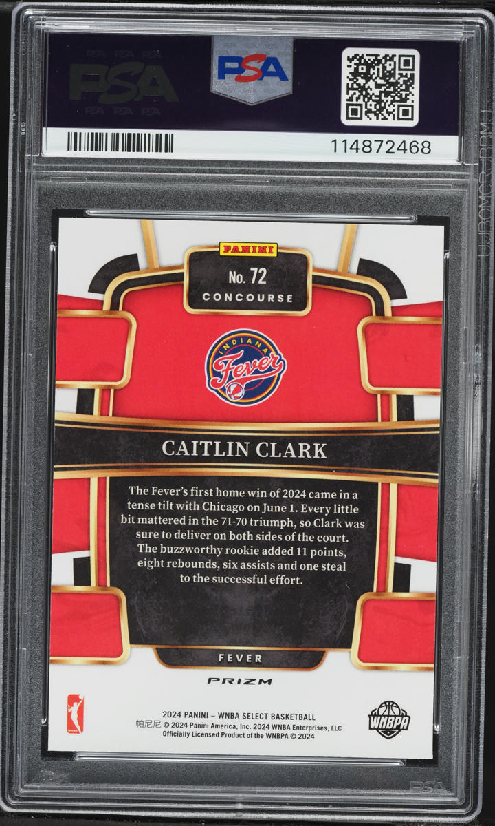 2024 Select Concourse WNBA Pink Ice Caitlin Clark ROOKIE #72 PSA 10 GEM MINT