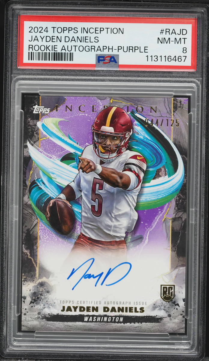 2024 Topps Inception Purple Jayden Daniels ROOKIE AUTO /125 #RA-JD PSA 8 NM-MT