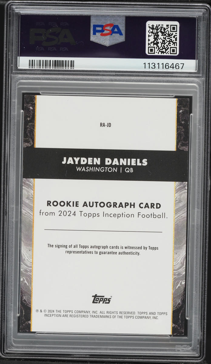 2024 Topps Inception Purple Jayden Daniels ROOKIE AUTO /125 #RA-JD PSA 8 NM-MT