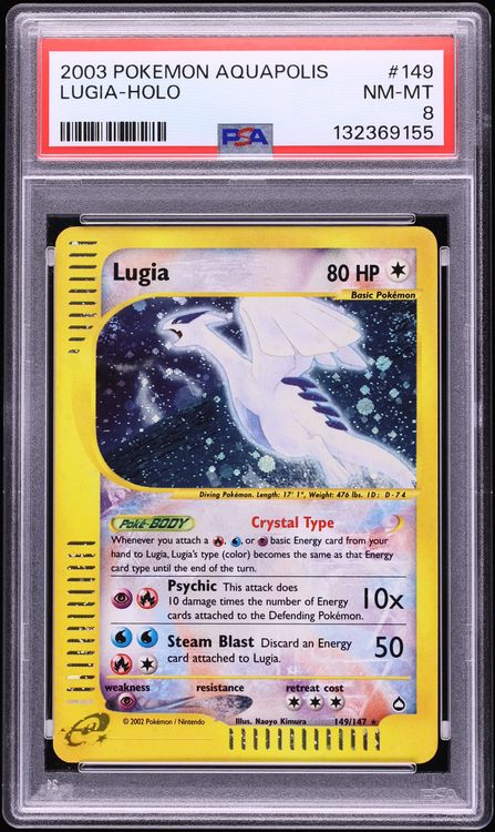 2003 Pokemon Aquapolis Holo Crystal Lugia #149 PSA 8 NM-MT