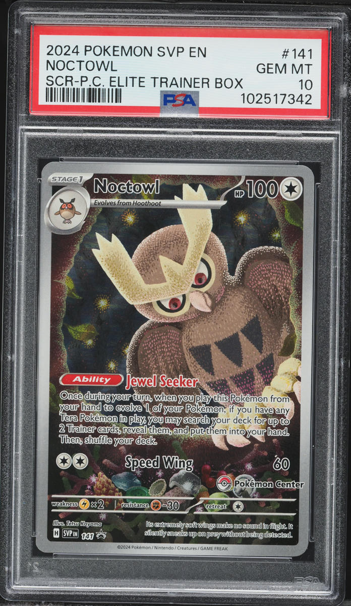 2024 Pokemon Scarlet & Violet Promo Stellar Crown ETB Alt Art Noctowl #141 PSA 10 GEM MINT