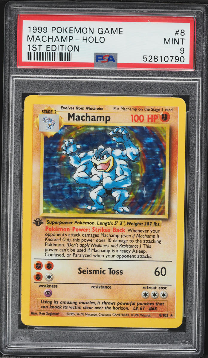 1999 Pokemon Base Set 1st Edition Holo Machamp #8 PSA 9 MINT