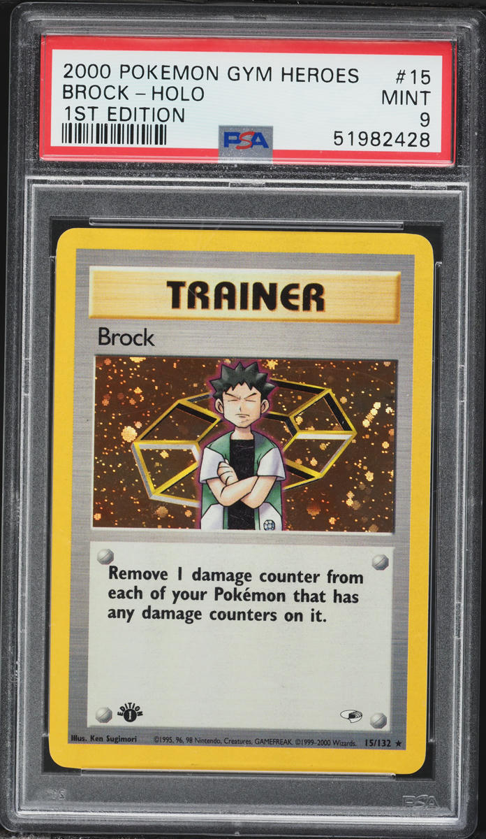 2000 Pokemon Gym Heroes 1st Edition Holo Brock #15 PSA 9 MINT