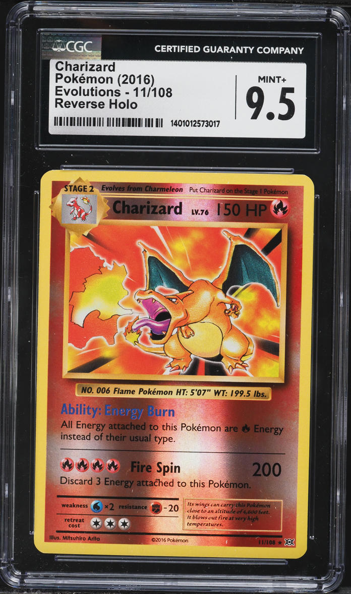 2016 Pokemon XY Evolutions Reverse Holo Charizard #11 CGC 9.5 MINT+