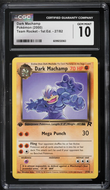 Dark Machamp 2000 Pokemon Team Rocket 1st Edition Holo #10 Card Dark Machamp 2000 Pokemon Team Rocket 1st Edition Holo #10 Card