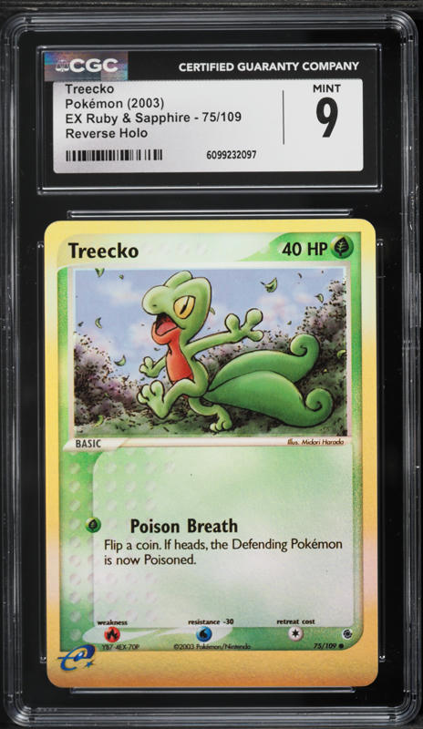 2003 Pokemon EX Ruby & Sapphire Reverse Holo Treecko #75 CGC 9 MINT