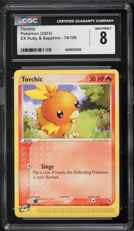 2003 Pokemon EX Ruby & Sapphire Torchic #74 CGC 8 NM-MT