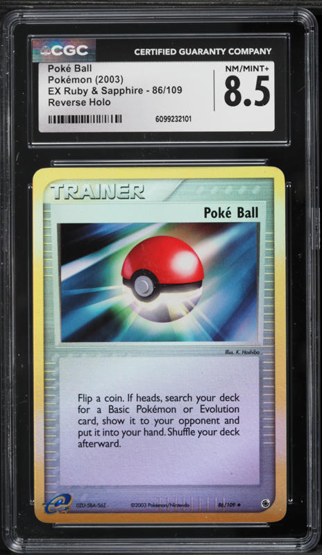 2003 Pokemon EX Ruby & Sapphire Reverse Holo Poke Ball #86 CGC 8.5 NM-MT+